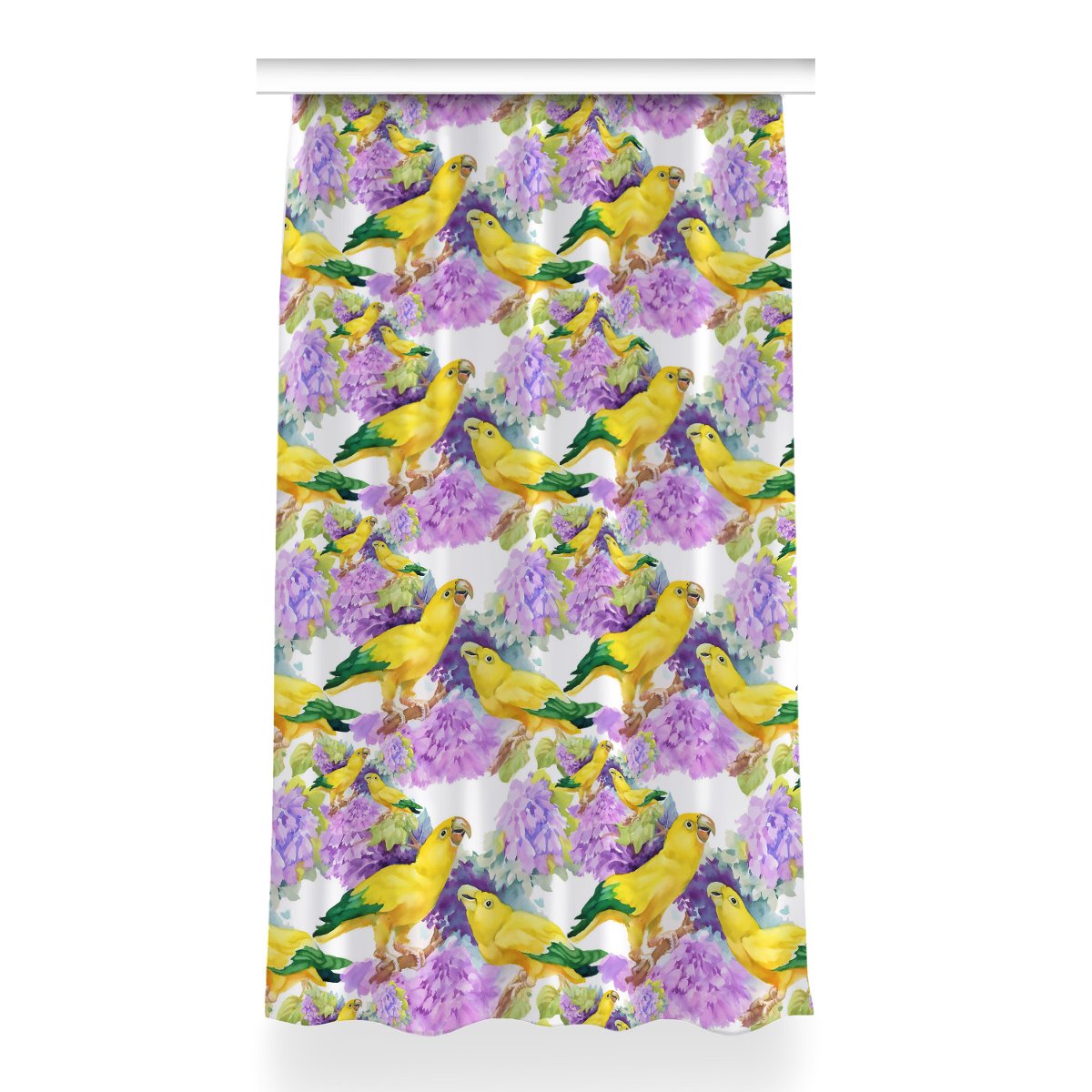 Zasłona przelotki Żółte papugi do sypialni 150x260, Fabricsy