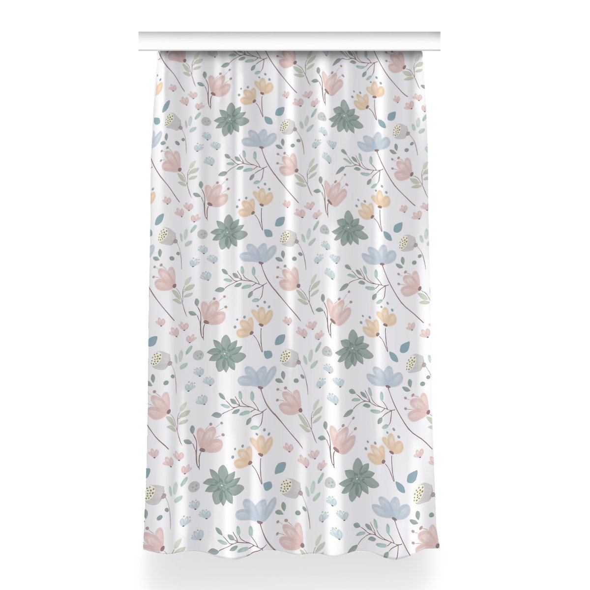 Zasłona z grafiką gotowa Kwiaty wiosenne 150x260, Fabricsy