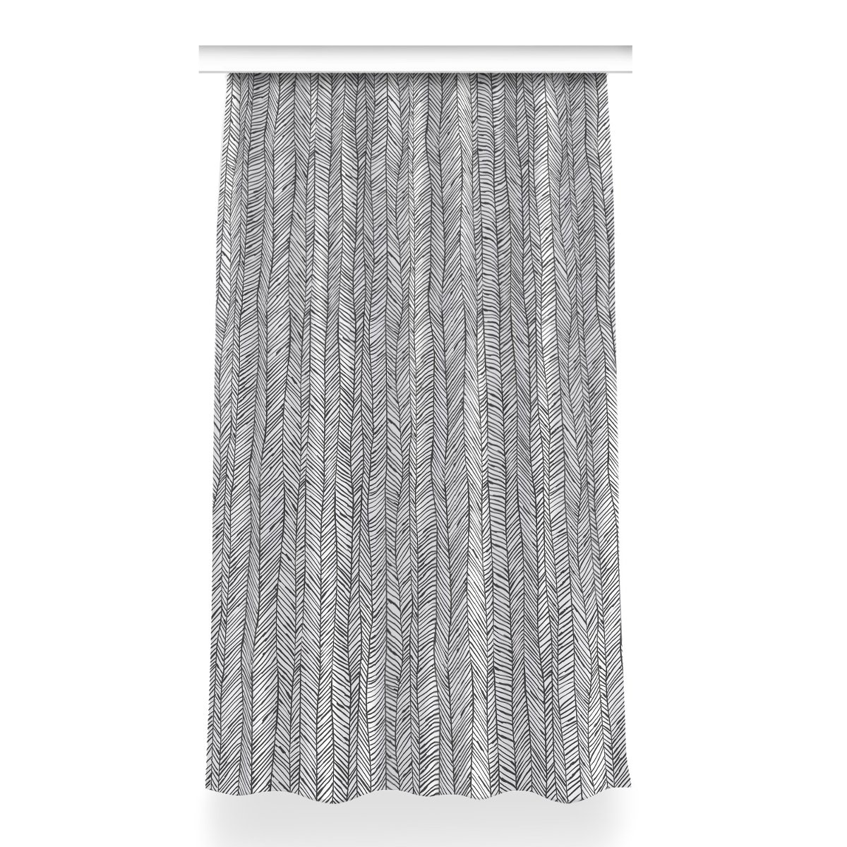 Zasłona z grafiką gotowa Jodełka do pokoju 150x260, Fabricsy