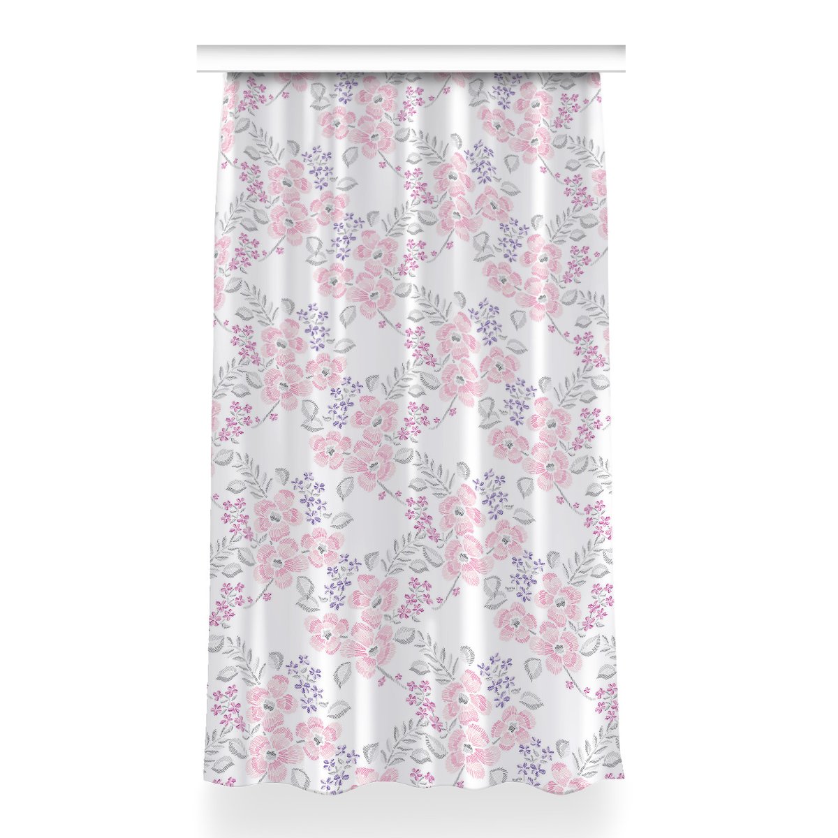 Zasłona z grafiką gotowa Kwiatowy wzór 150x260 cm, Fabricsy