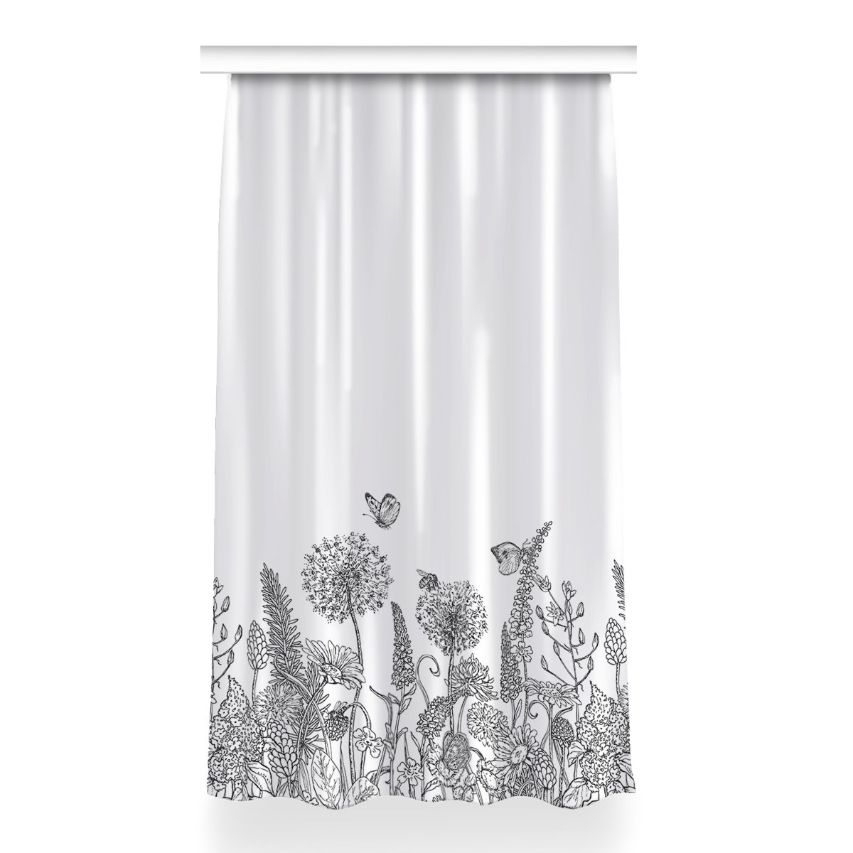 Zasłona klasyczna z grafiką Szkic kwiatów 150x260, Fabricsy