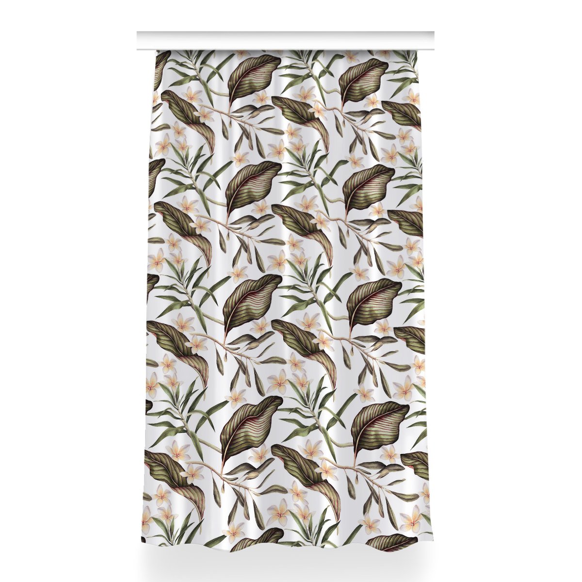 Zasłona z grafiką kolory Liście i kwiaty 150x260, Fabricsy