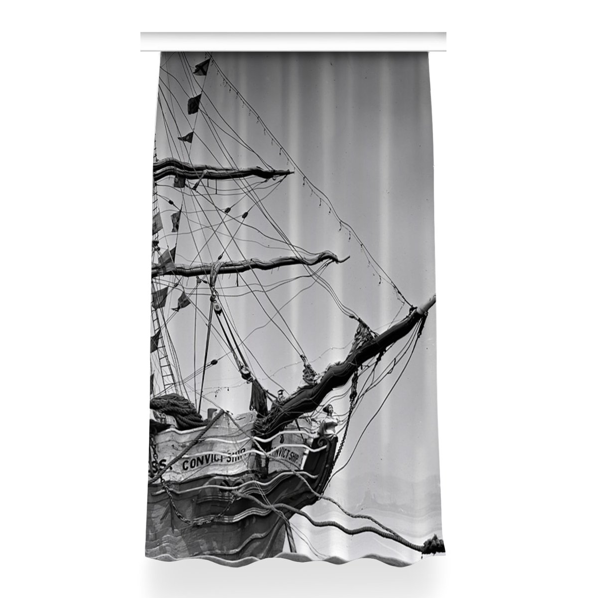 Zasłona z nadrukiem gotowa Statek vintage 150x260, Fabricsy