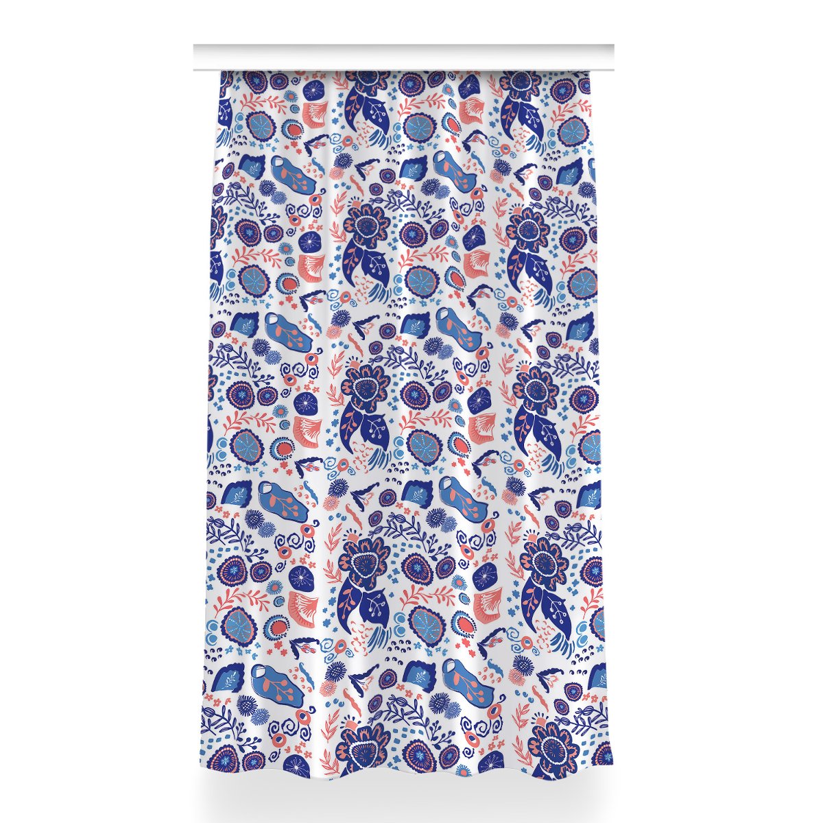Zasłona gotowa Abstrakcyjne kwiaty wzór 150x260 cm, Fabricsy