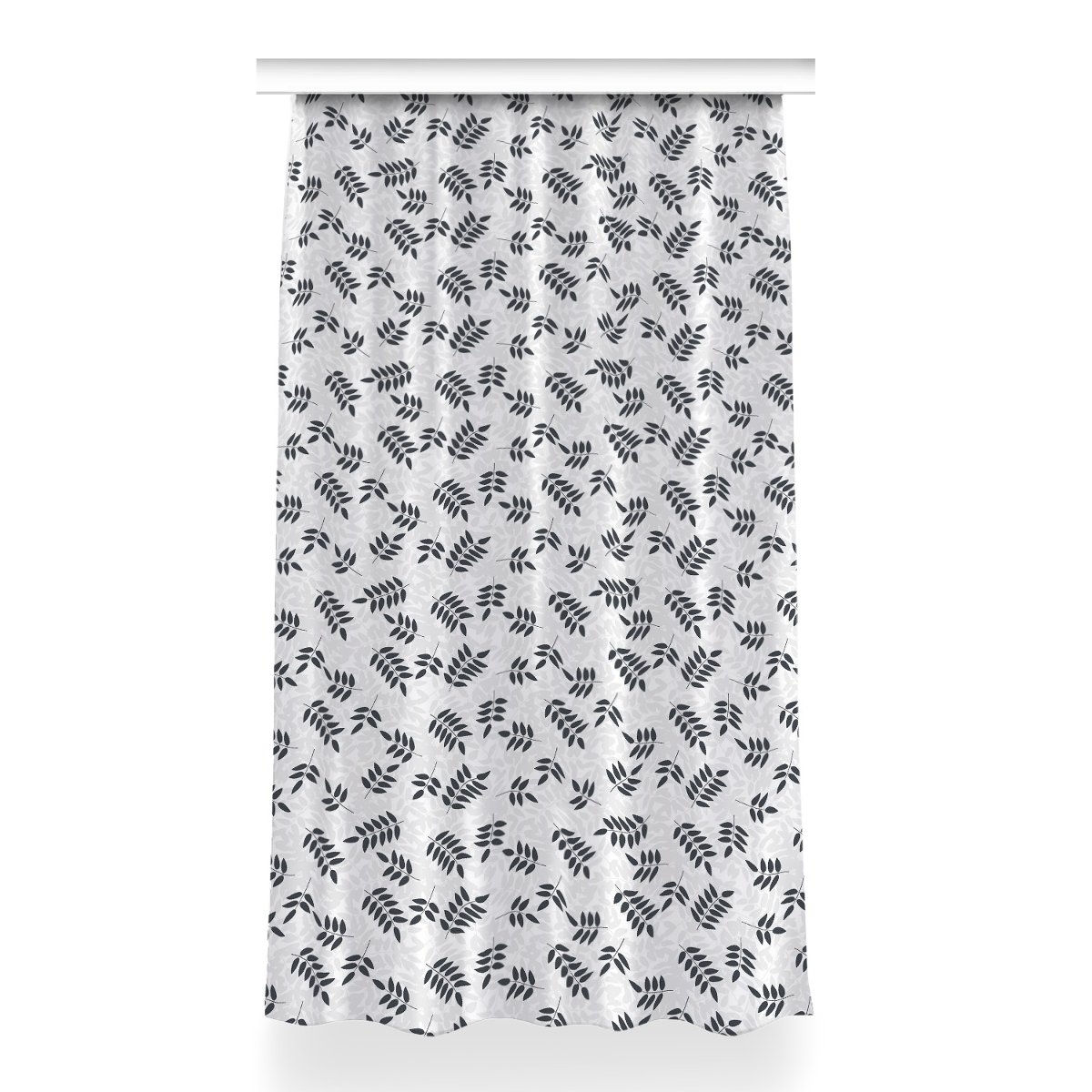 Zasłona gotowa Czarno szare liście wzór 150x260 cm, Fabricsy