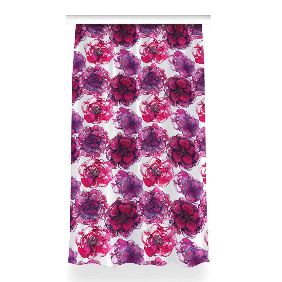 Zasłona z nadrukiem gotowa Czerwone róże 150x260, Fabricsy