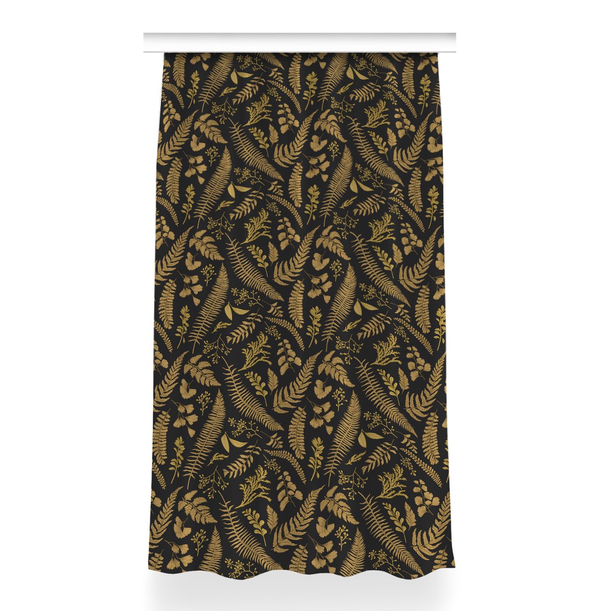 Zasłona z nadrukiem gotowa Złote paprocie 150x260, Fabricsy