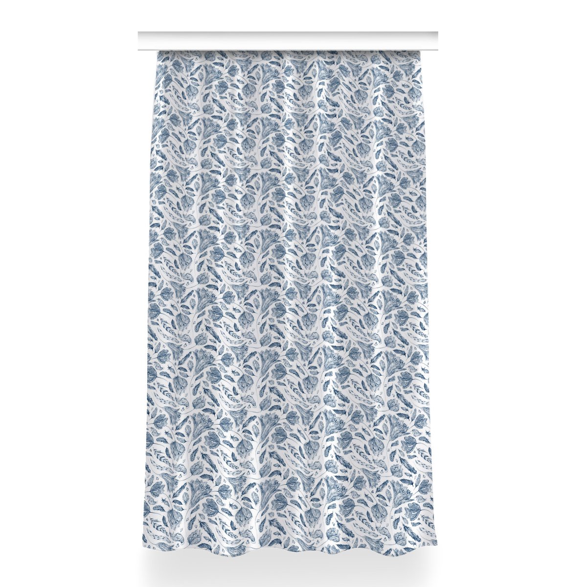 Zasłona przelotki Niebieskie liście wzór 150x260, Fabricsy
