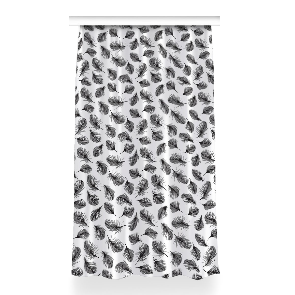 Zasłona przelotki Rysowane pióra dekor 150x260 cm, Fabricsy