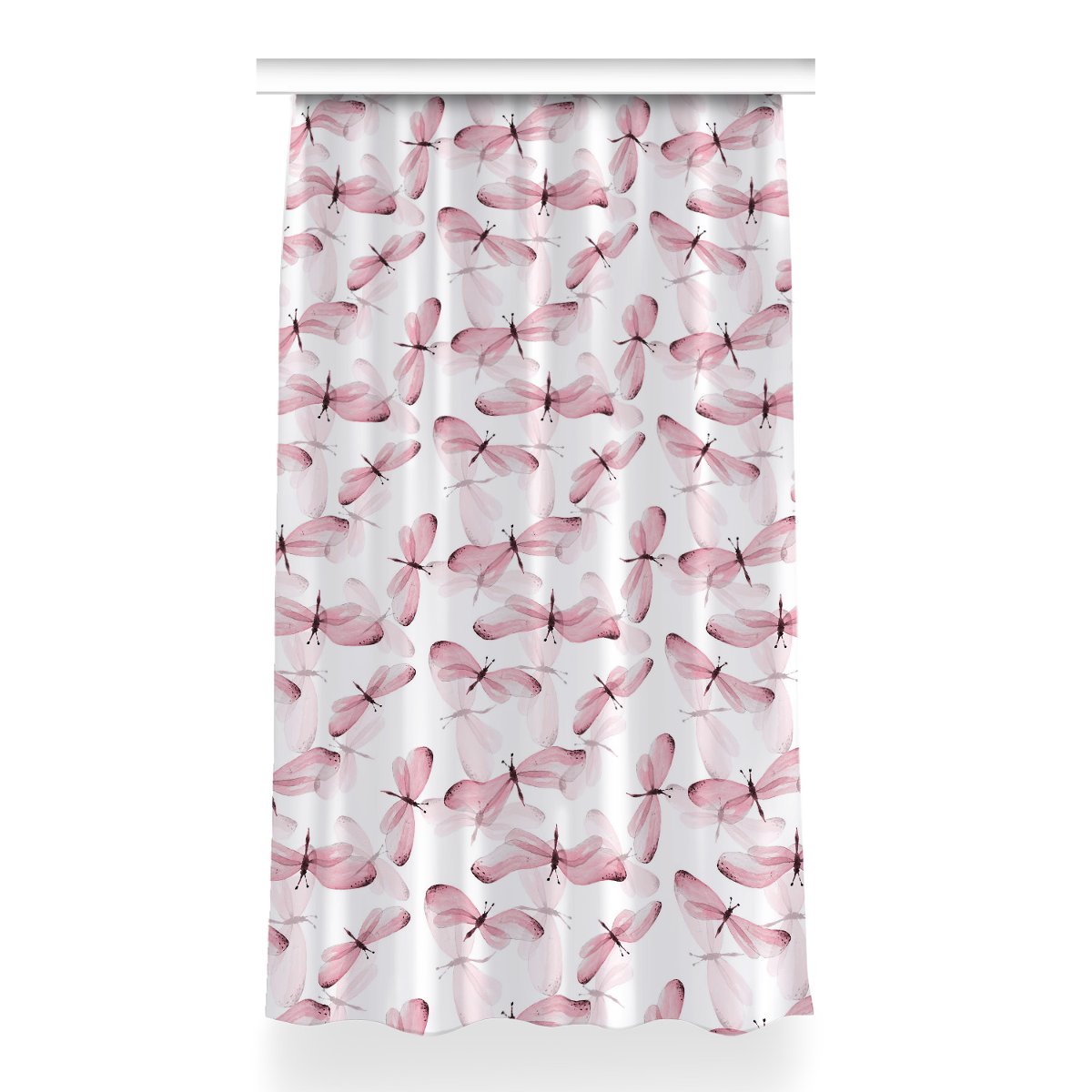Zasłona gotowa dekor Różowe ważki wzór 150x260 cm, Fabricsy