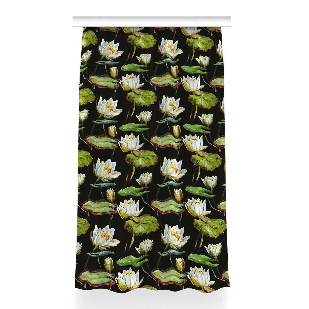 Zasłona z grafiką gotowa Kwiaty lotosu 150x260 cm, Fabricsy