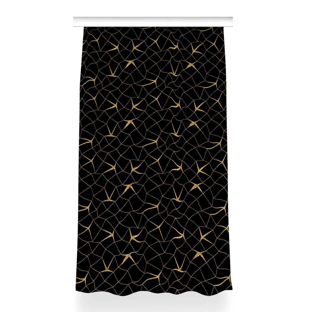Zasłona przelotki Mozaika złota i czarna 150x260, Fabricsy