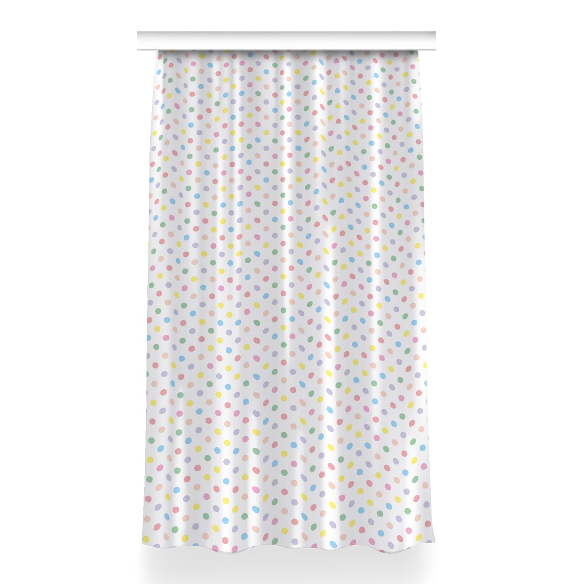 Zasłona z grafiką gotowa Kropki kolorowe 150x260, Fabricsy