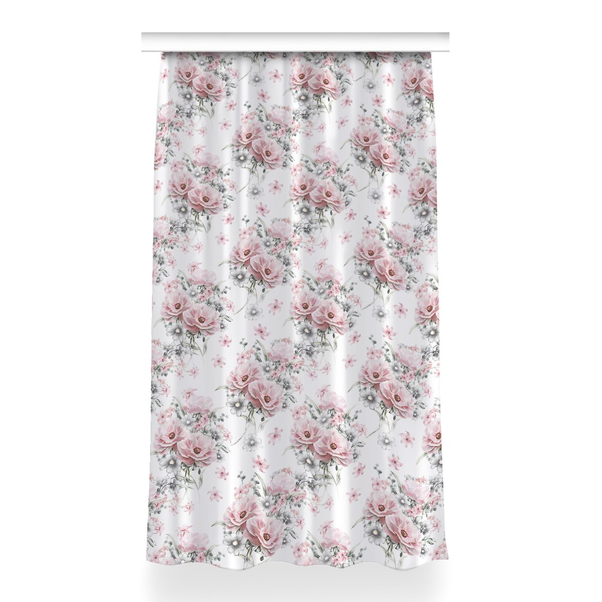 Zasłona klasyczna z grafiką Kwiaty dekor 150x260, Fabricsy