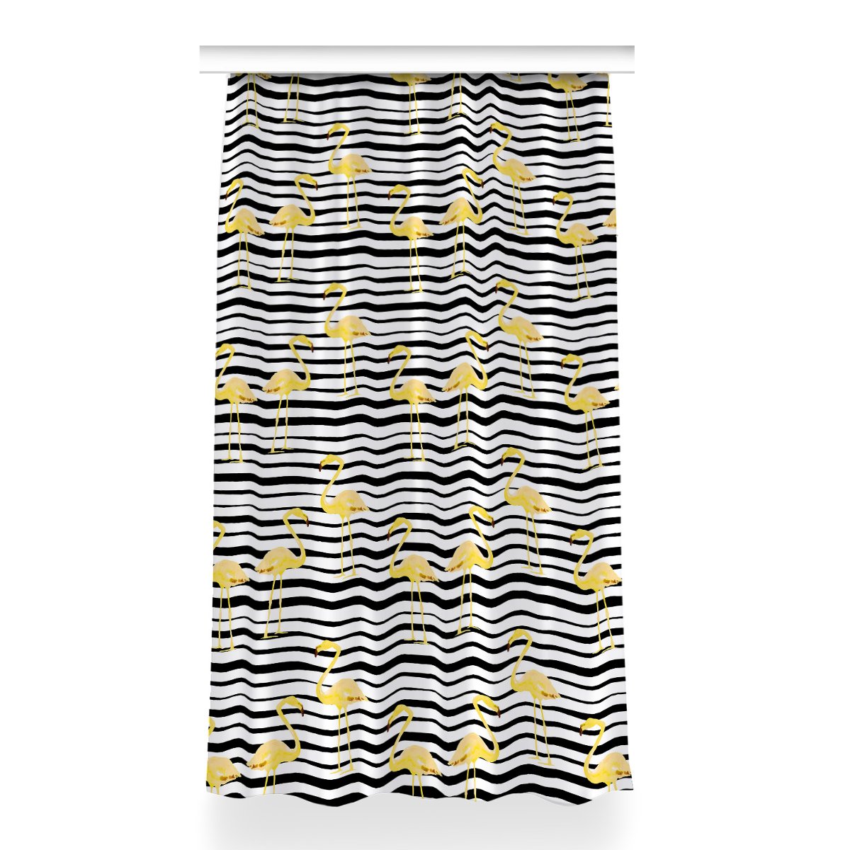 Zasłona przelotki Złote flamingi do salonu 150x260, Fabricsy