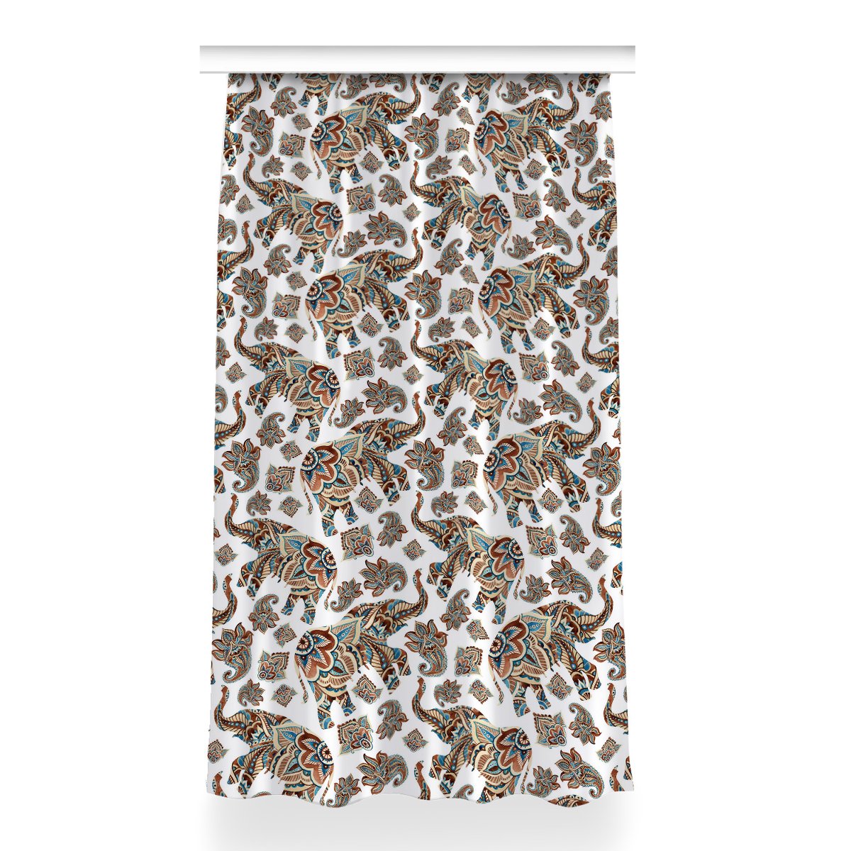Zasłona z grafiką kolory Słonie do pokoju 150x260, Fabricsy