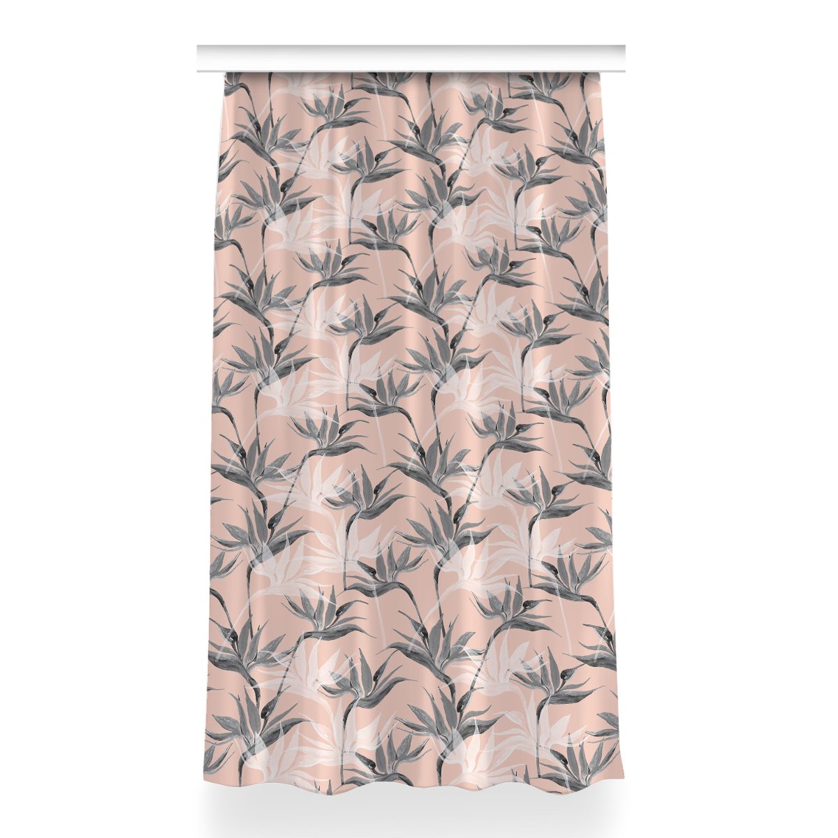 Zasłona przelotki Czarno białe kwiaty wzór 150x260, Fabricsy