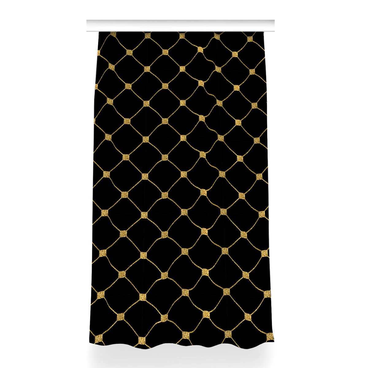 Zasłona przelotki wzór Złote romby dekor 150x260, Fabricsy