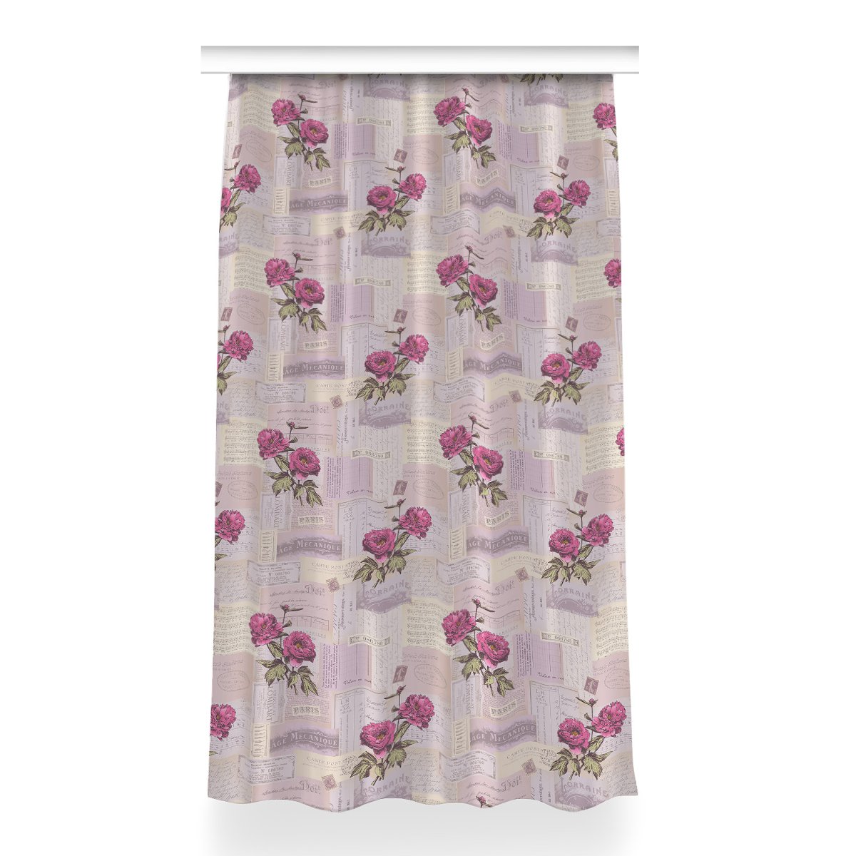 Zasłona z nadrukiem gotowa Papier i peonie 150x260, Fabricsy