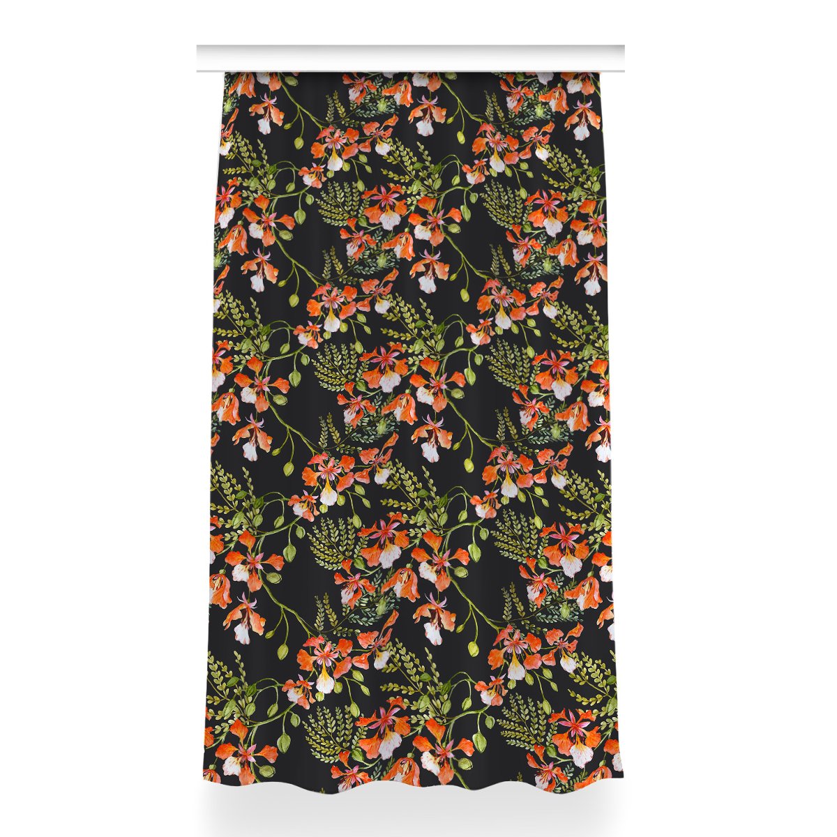 Zasłona z grafiką gotowa 150x260 Czerwone kwiaty, Fabricsy