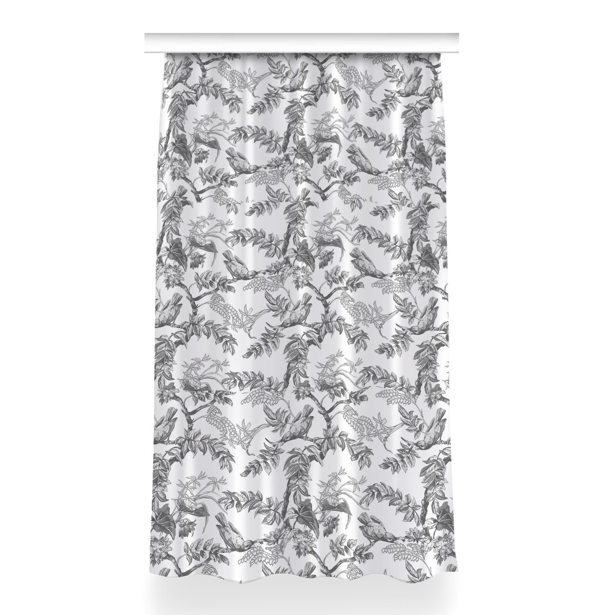 Zasłona na taśmę do sypialni 150x260 Szare ptaki, Fabricsy