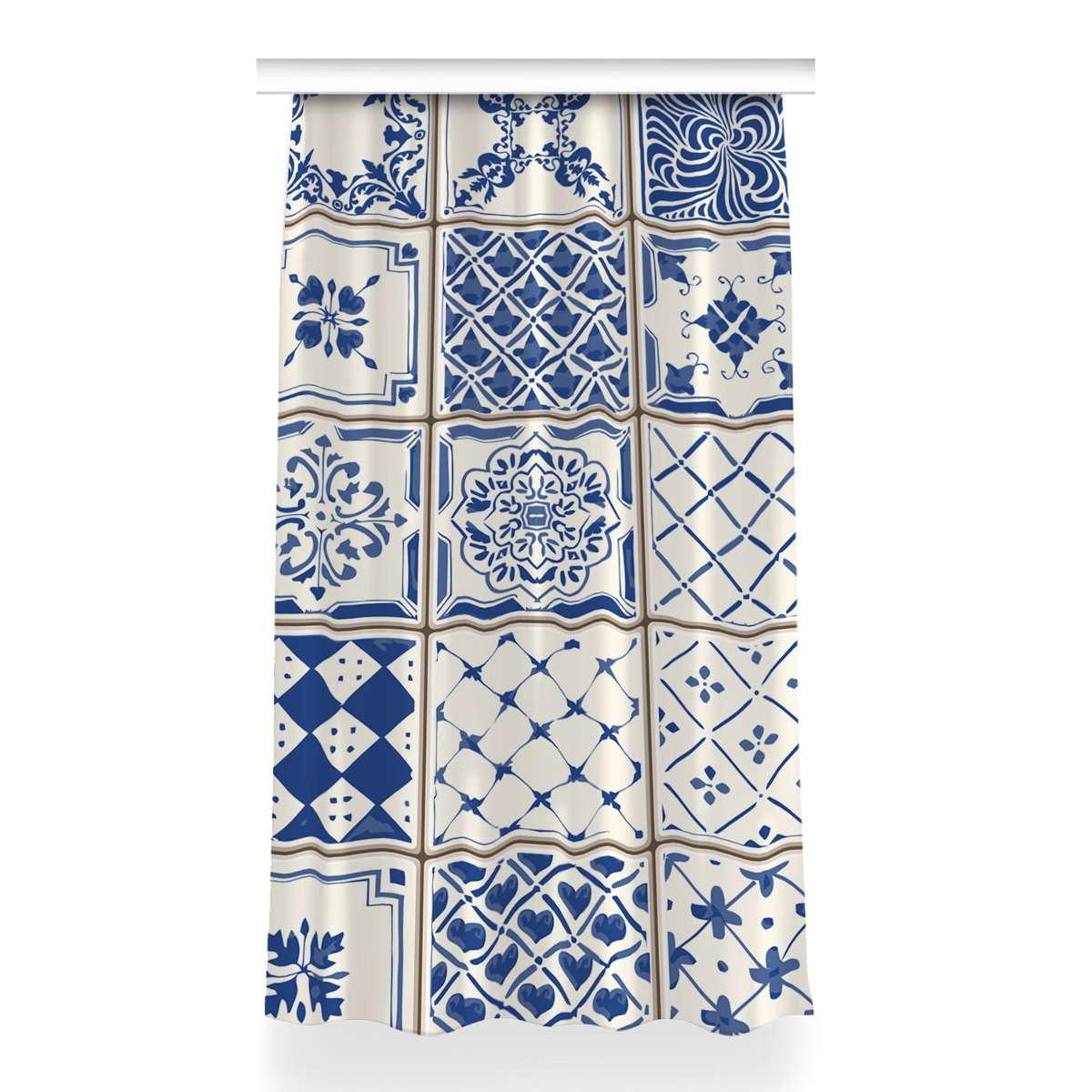 Zasłona na taśmę wzór 150x260 Kafelki niebieskie, Fabricsy