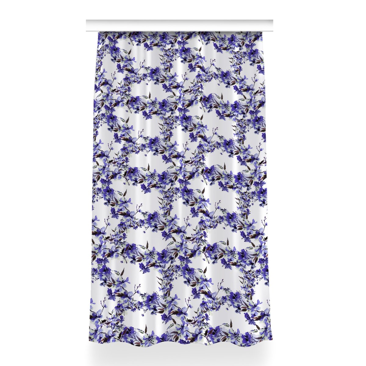 Zasłona na taśmę dekor 150x260 Niebieskie kwiaty, Fabricsy
