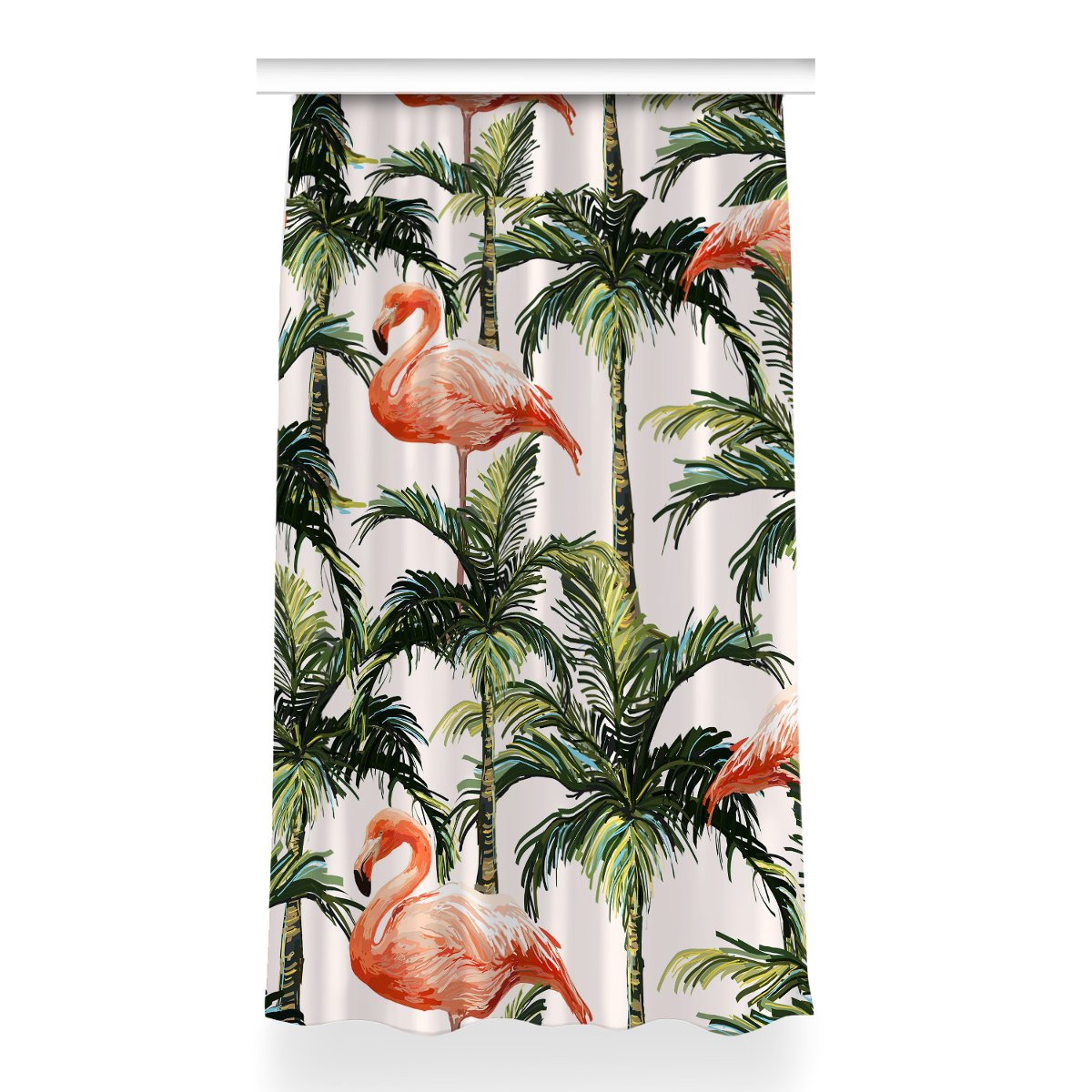 Zasłona na taśmę dekor do salonu 150x260 Flamingi, Fabricsy