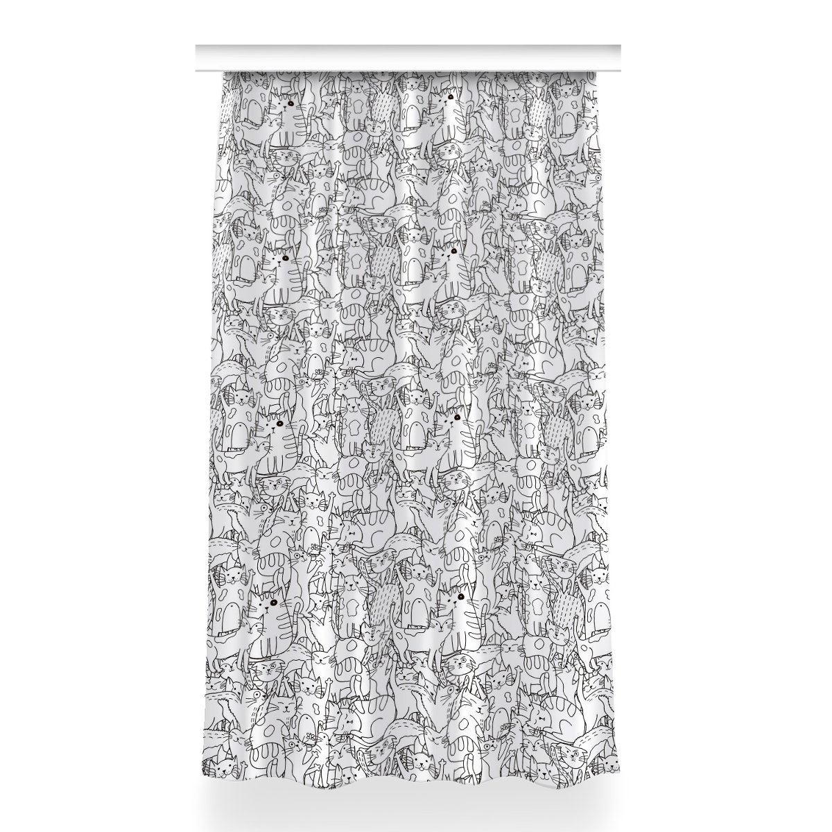 Zasłona na taśmę wzór 150x260 Koty w stylu Doodle, Fabricsy