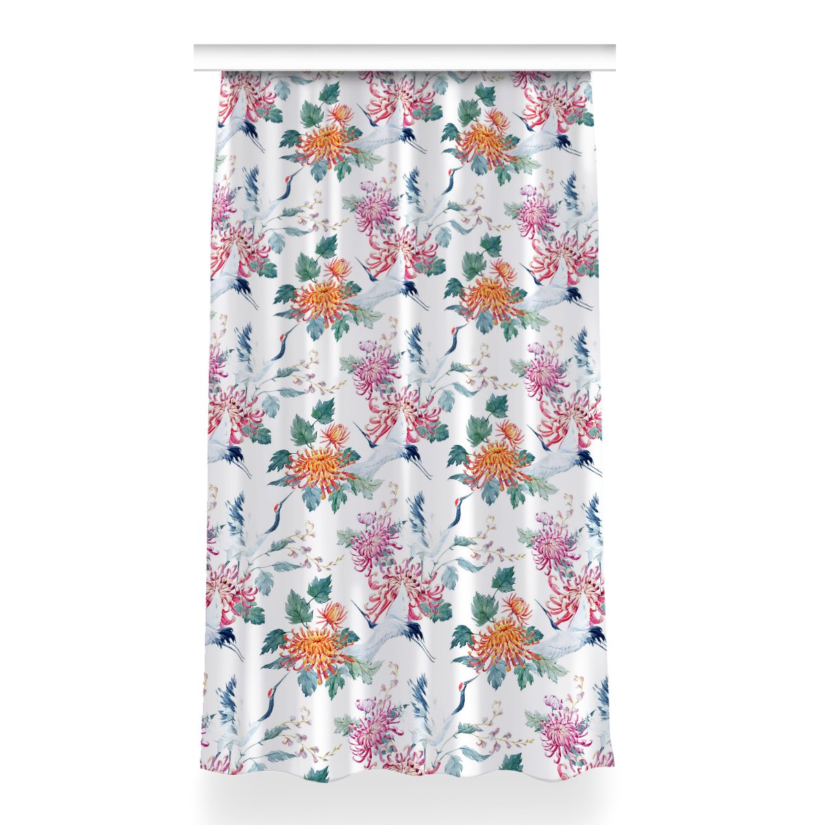Zasłona z grafiką kolory 150x260 Żurawie w locie, Fabricsy