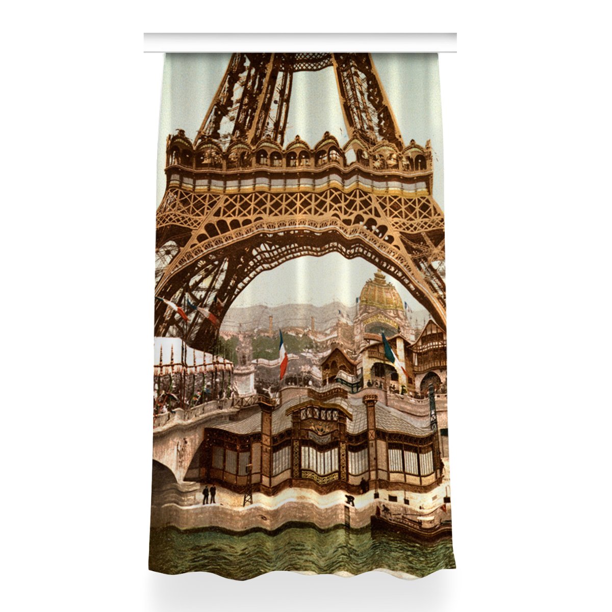 Zasłona na taśmę wzór 150x260 Wieża Eiffla retro, Fabricsy