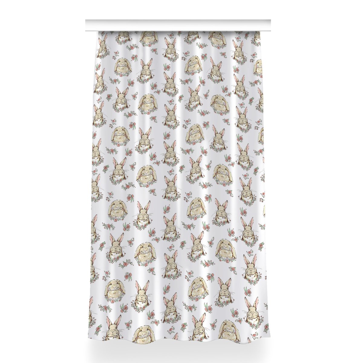 Zasłona gotowa wzór 150x260 Króliki jasnobrązowe, Fabricsy