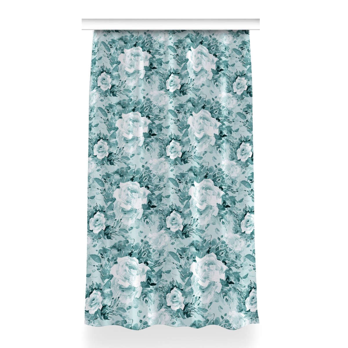 Zasłona z grafiką kolory 150x260 Kwiaty niebieskie, Fabricsy