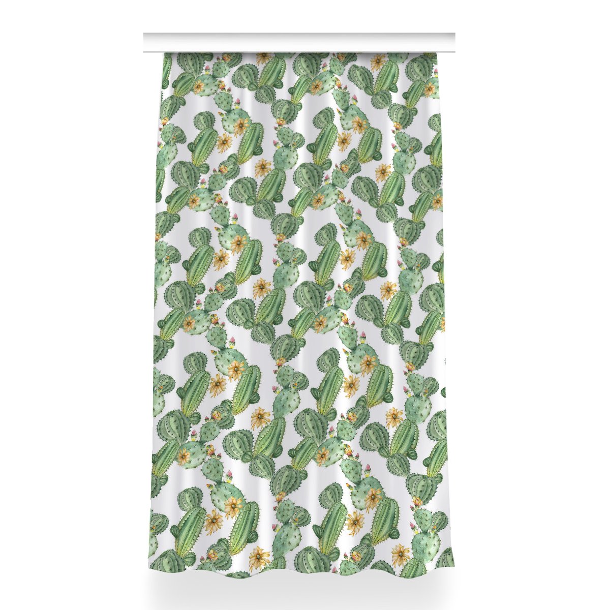 Zasłona gotowa wzór 150x260 cm Kaktusy z kwiatami, Fabricsy