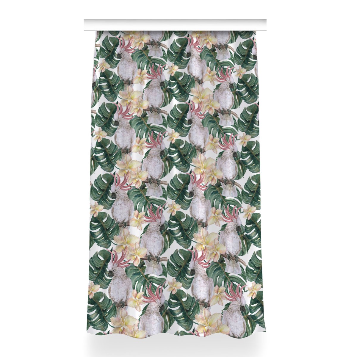 Zasłona na taśmę dekor 150x260 Tropikalne papugi, Fabricsy