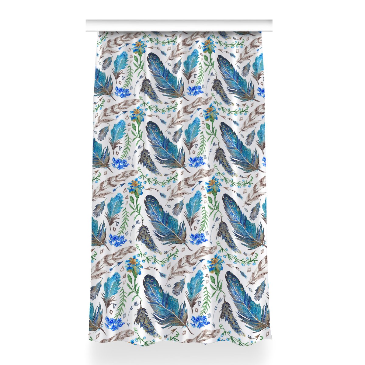 Zasłona na taśmę dekor wzór 150x260 Ptasie pióra, Fabricsy