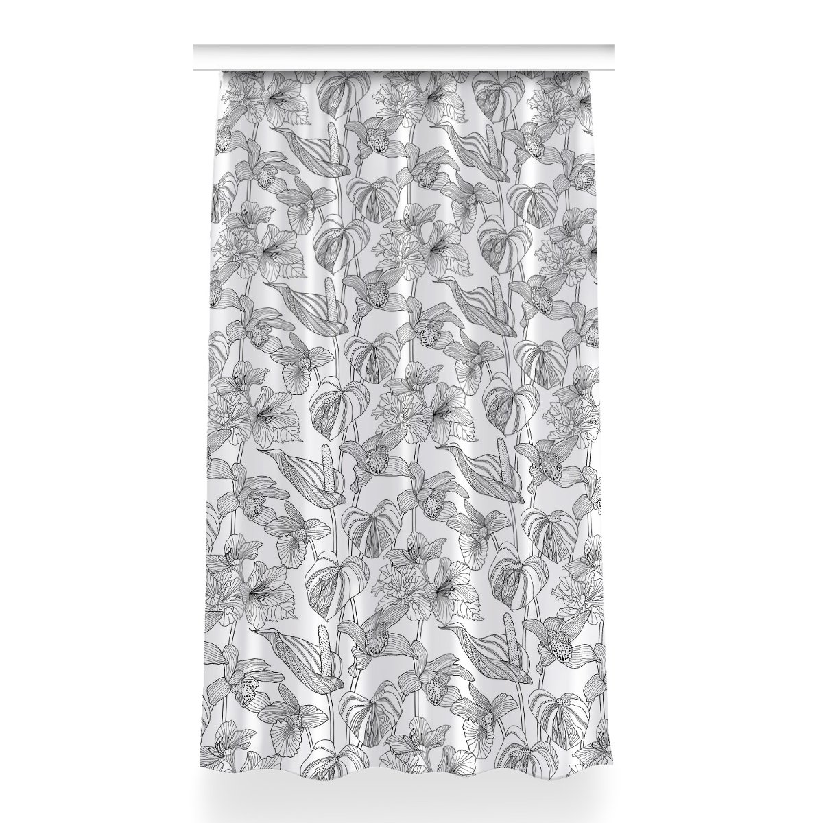 Zasłona klasyczna z grafiką 150x260 Kwiaty kontury, Fabricsy