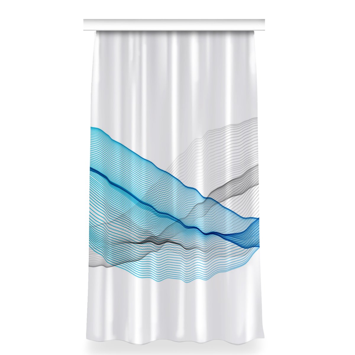 Zasłona do sypialni 150x280 Paski niebiesko-szare, Fabricsy