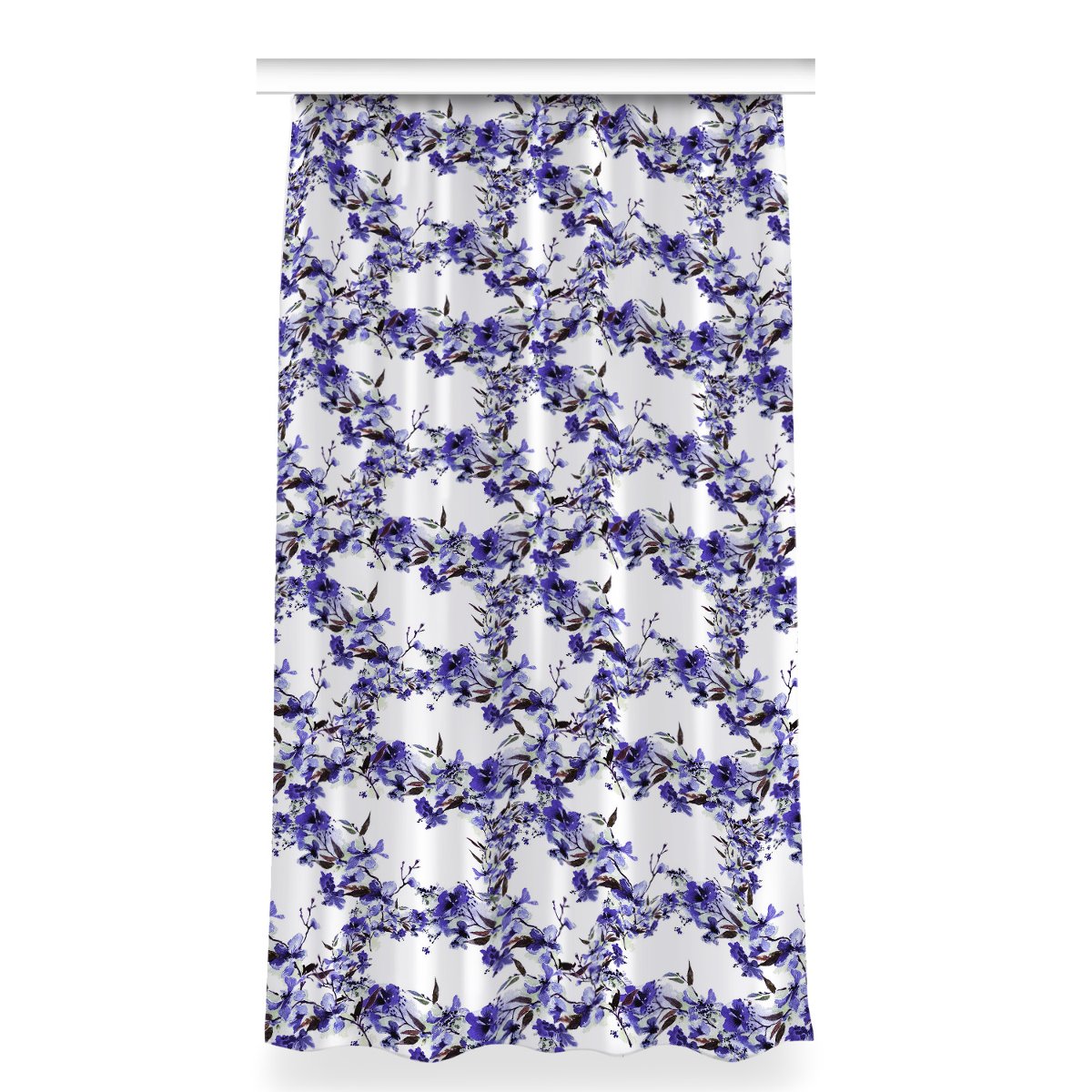 Zasłona na taśmę dekor 150x280 Niebieskie kwiaty, Fabricsy