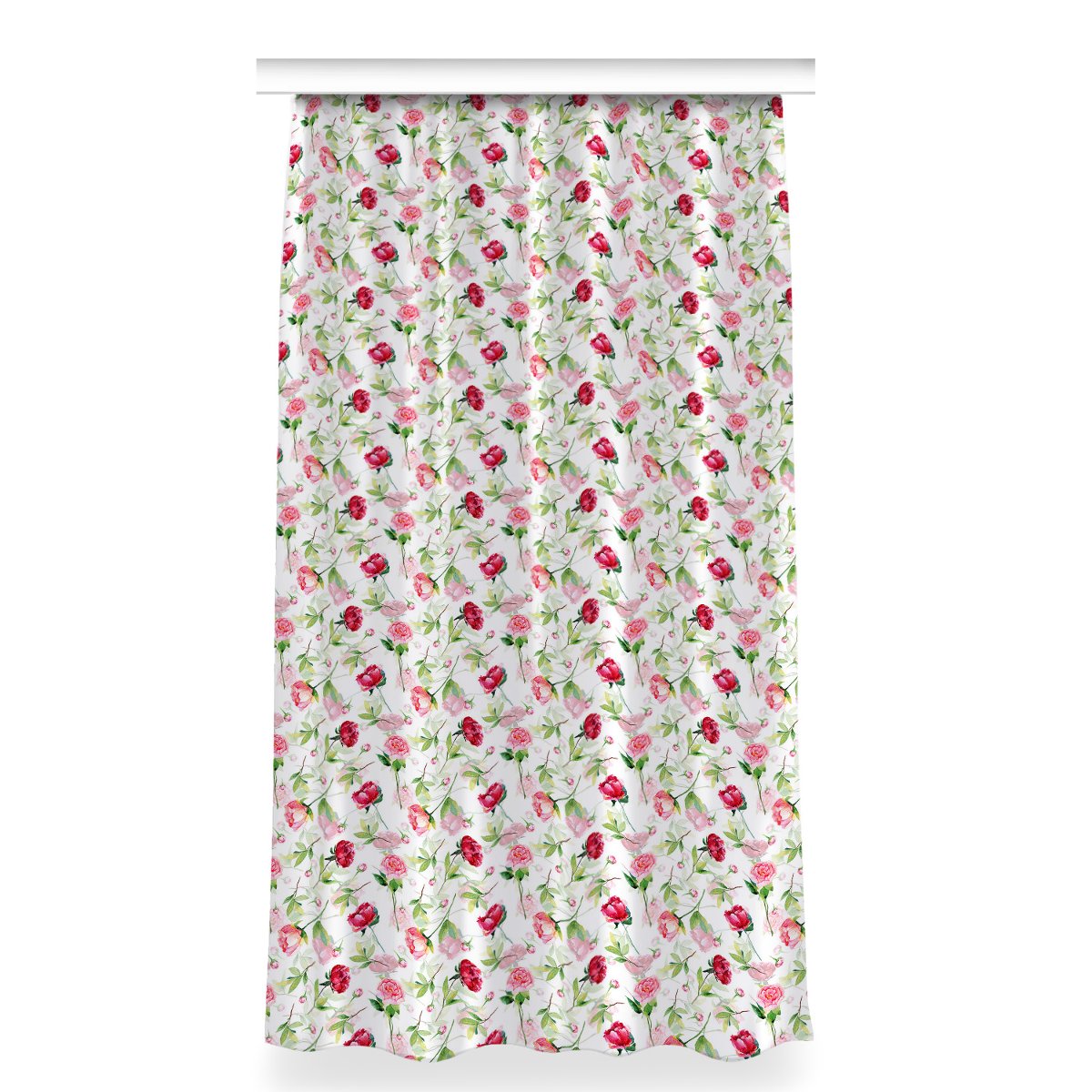 Zasłona z nadrukiem gotowa 150x280 Czerwone kwiaty, Fabricsy