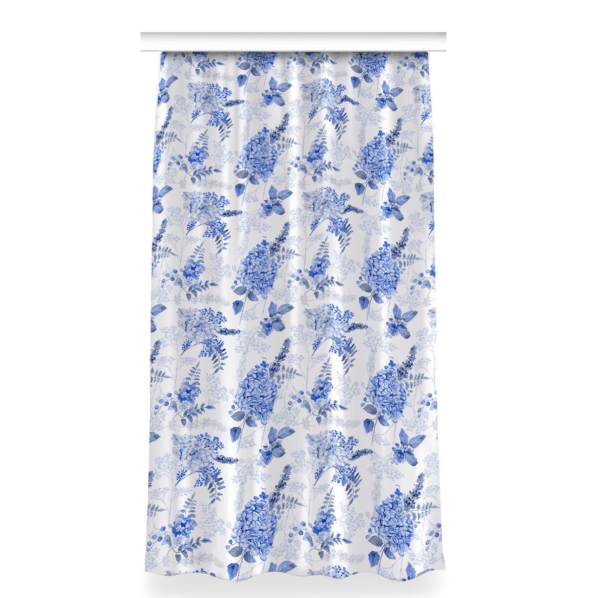Zasłona na taśmę dekor 150x280 Niebieska hortensja, Fabricsy