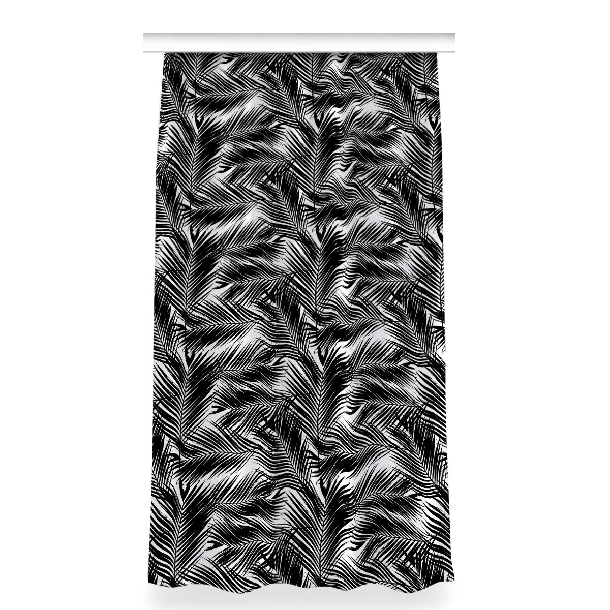 Zasłona na taśmę dekor 150x280 Czarne liście palmy, Fabricsy