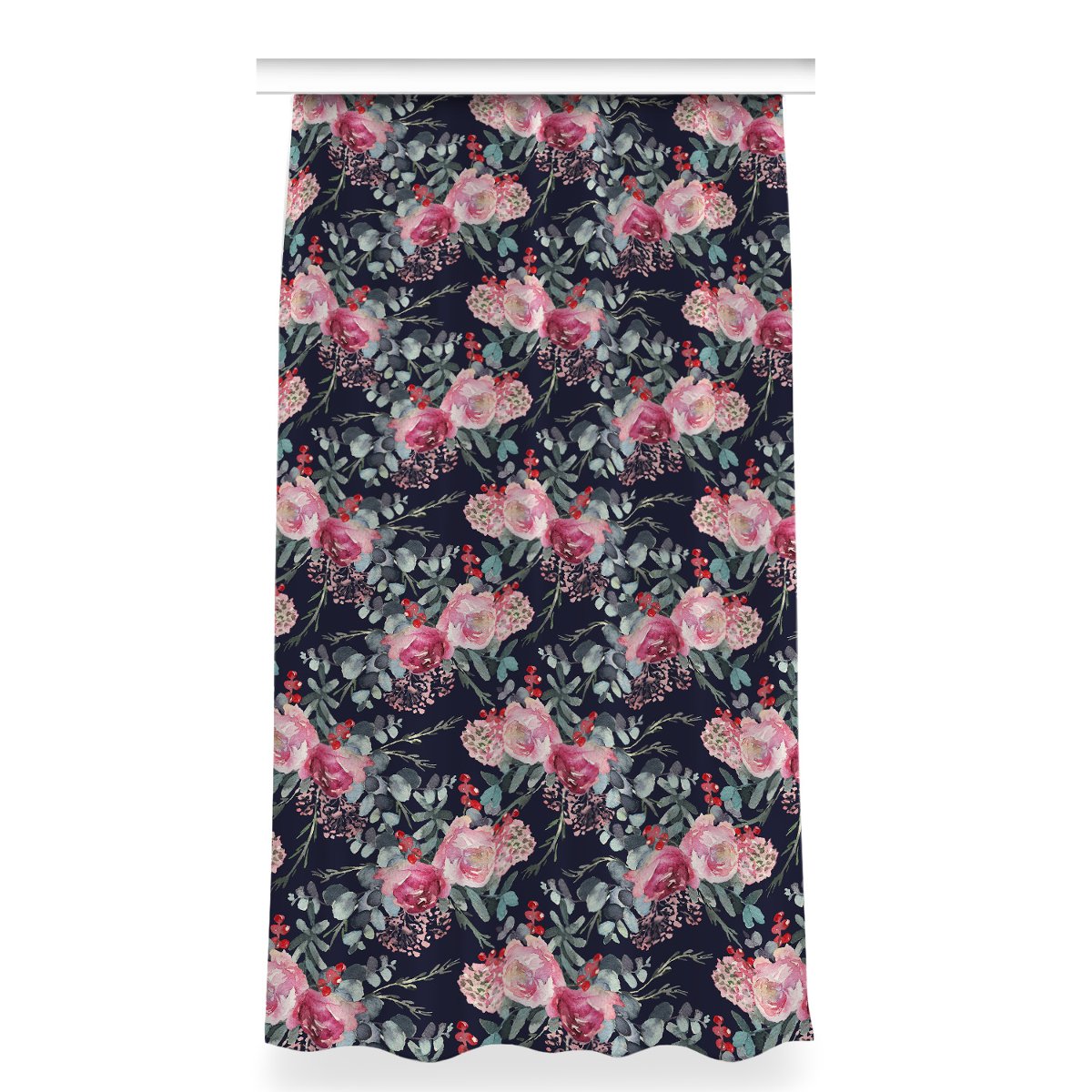 Zasłona z nadrukiem gotowa 150x280 Kwiaty i liście, Fabricsy