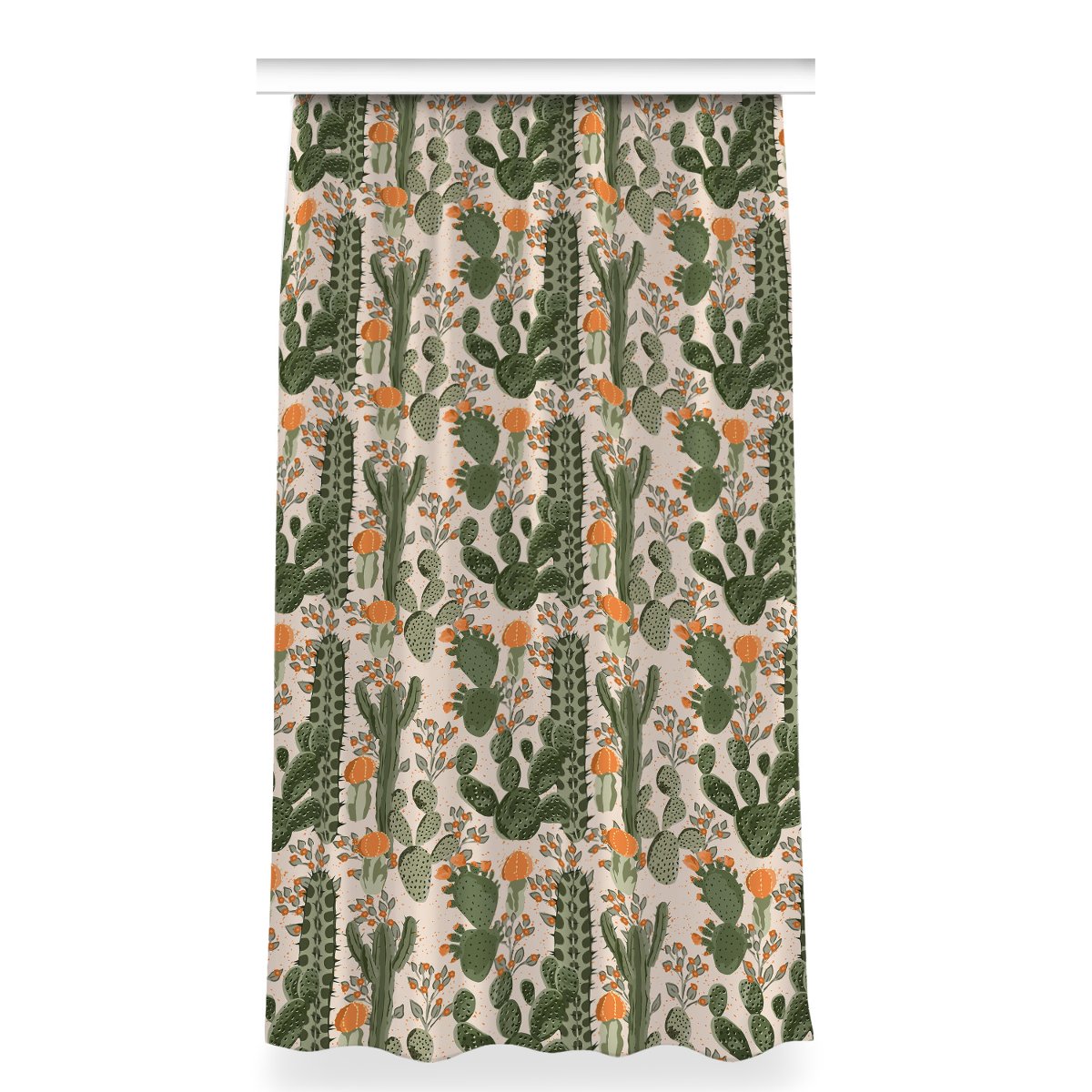 Zasłona gotowa wzór 150x280 cm Pomarańczowy kaktus, Fabricsy