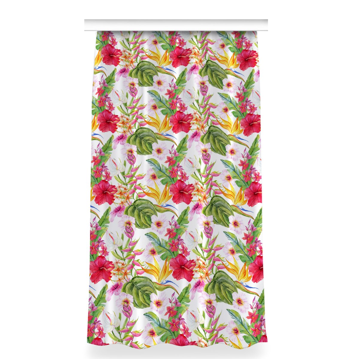 Zasłona gotowa dekor 150x280 Egzotyczny hibiskus, Fabricsy