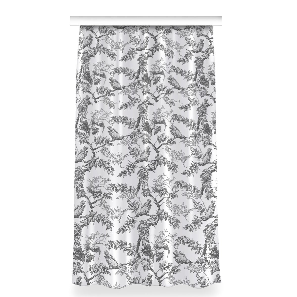 Zasłona na taśmę do sypialni 150x280 Szare ptaki, Fabricsy