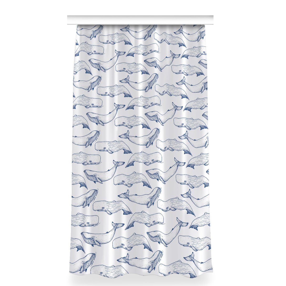 Zasłona gotowa wzór 150x280 Niebieskie Wieloryby, Fabricsy