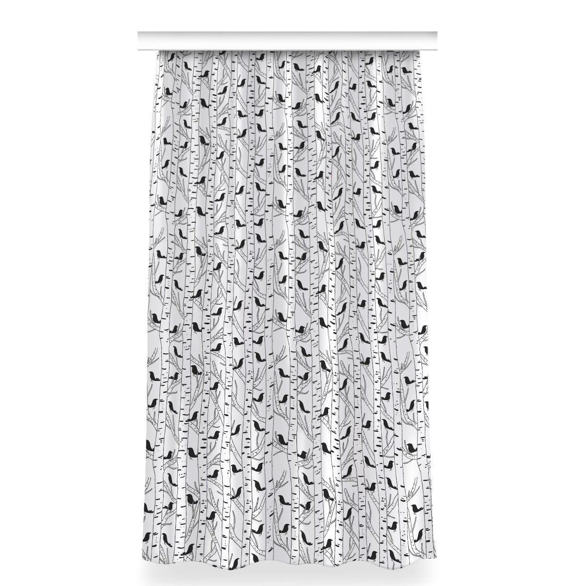 Zasłona z grafiką kolory 150x280 cm Ptaki i drzewa, Fabricsy