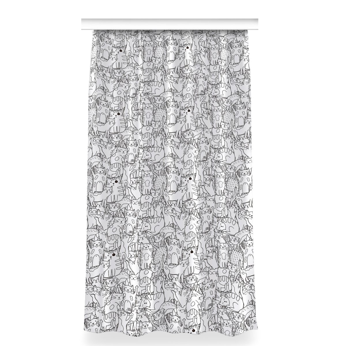 Zasłona na taśmę wzór 150x280 Koty w stylu Doodle, Fabricsy