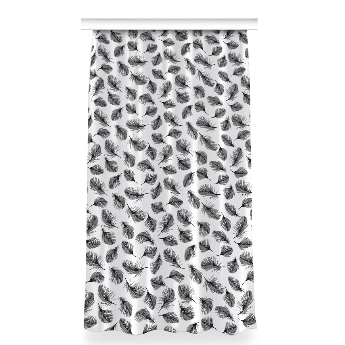 Zasłona do sypialni 150x280 cm Pióra Czarno-białe, Fabricsy